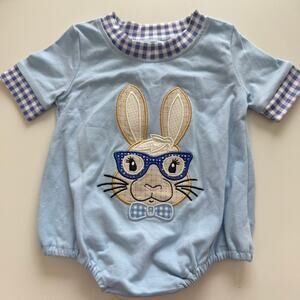 Abby & Evie Boys Bunny Romper Bubble Easter Size 3 Months Blue